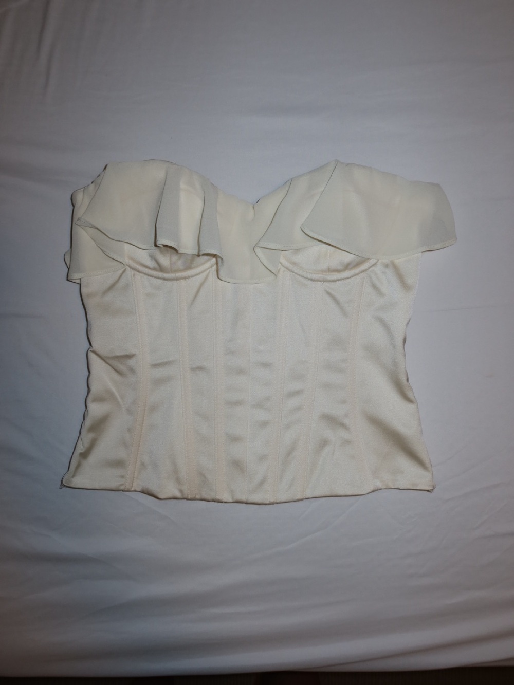 Princess Polly Cream Strapless Ruffle Bustier Top